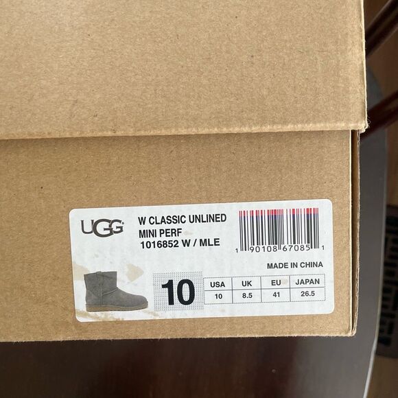 Ugg Women's Classic Unlined Mini Perf Boots Mole Taupe 10 - Picture 15 of 15